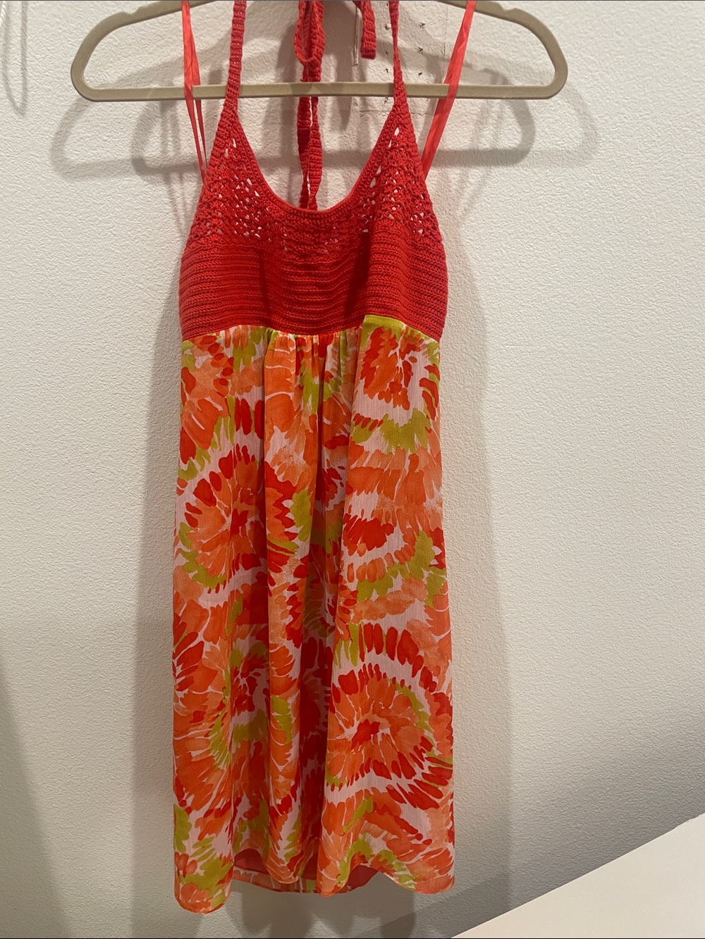 Nine West Red Crochet-Top Floral Summer Dress